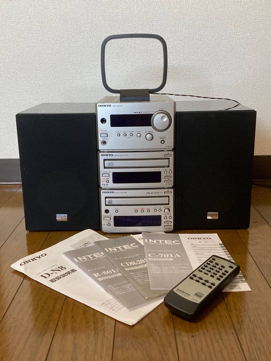 【人気SALE，低価】 ジャンク ONKYO オンキョー ミニコンポ / R-801A アンプ / C-701A CDプレーヤー / CDR-201A CDレコーダー / D-N8 スピーカー(システムコンポ)｜売買されたオークション情報、yahooの商品情報をアーカイブ その他