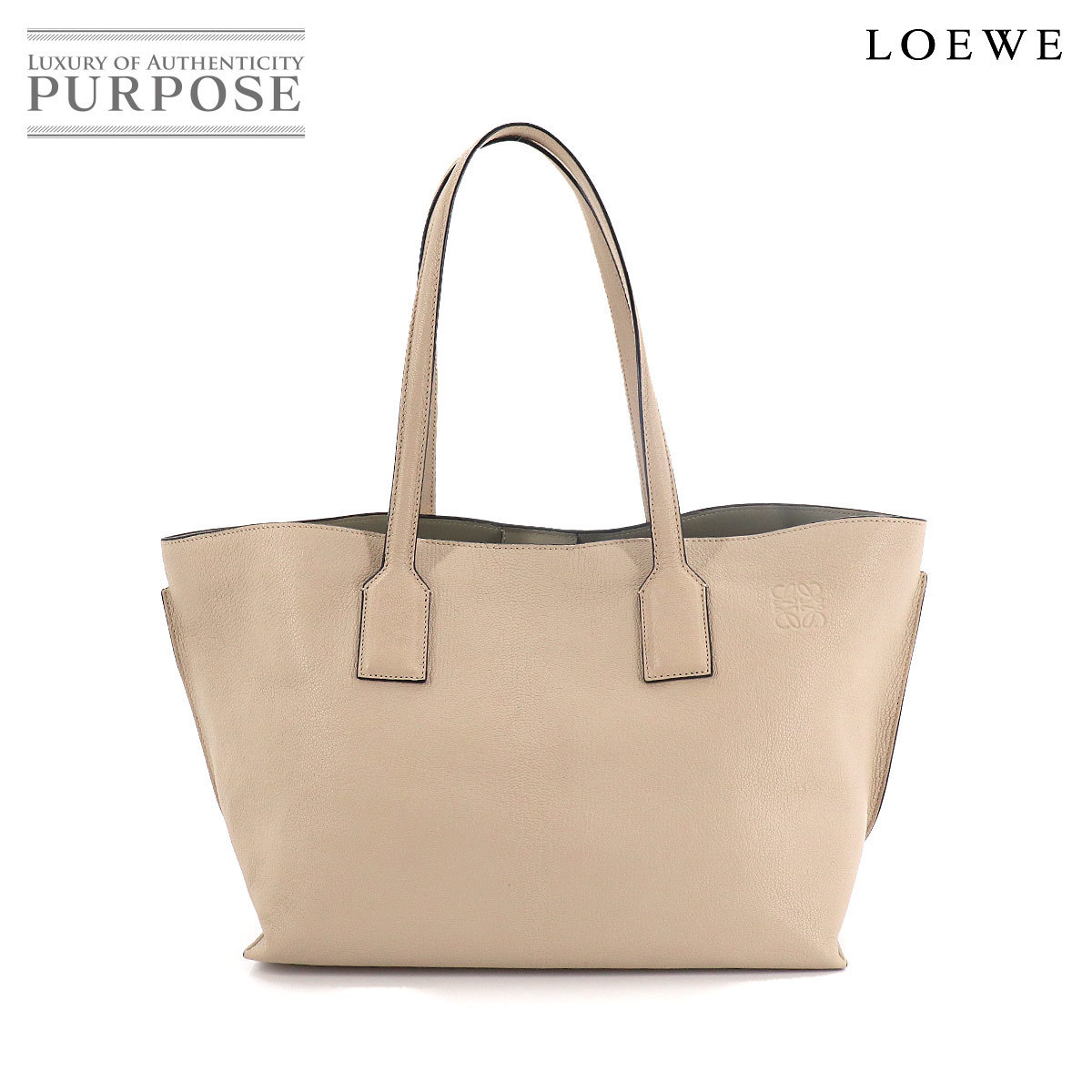 新品同様 ロエベ LOEWE Tショッパー トート バッグ レザー ベージュ 