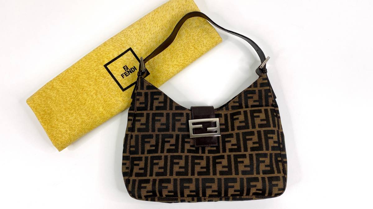 FENDI フェンディ ナイロン ズッカ 美品 ハンドバッグ レザー バッグ 