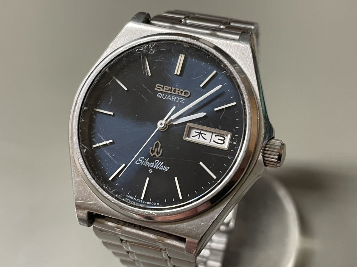 メンズ 稼働品 SEIKO メンズ 腕時計 クオーツ 青文字盤 SilverWave