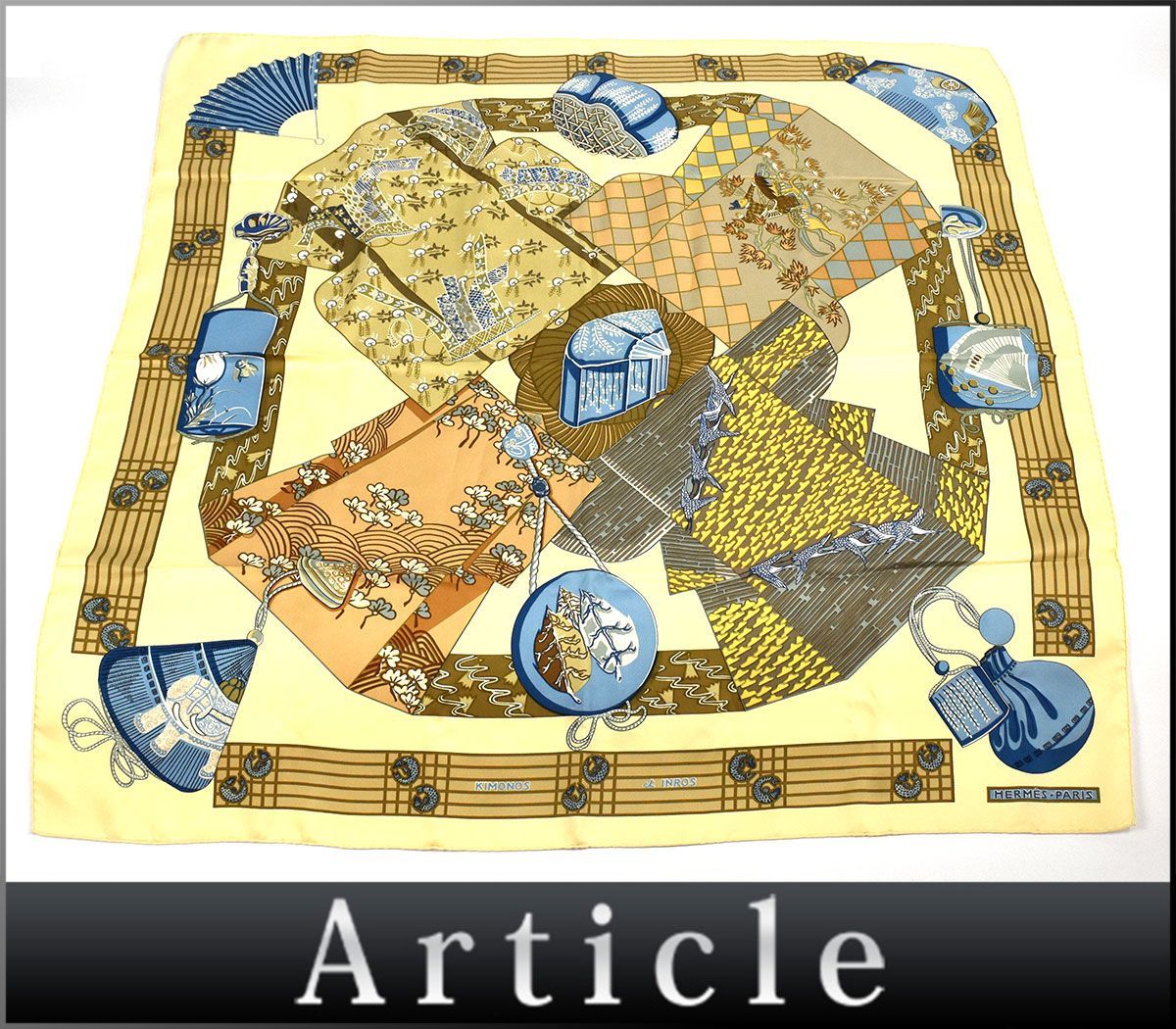 113240〇 HERMES エルメス カレ90 大判スカーフ 着物と印籠 KIMONOS et