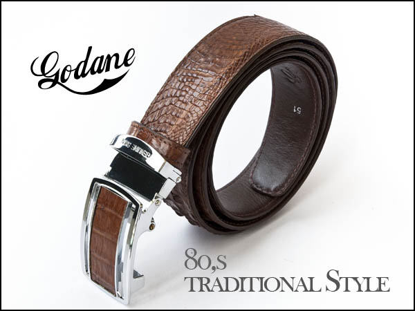 定番品★GODANE カイマンクロコダイル メンズ/紳士ベルト★BR49