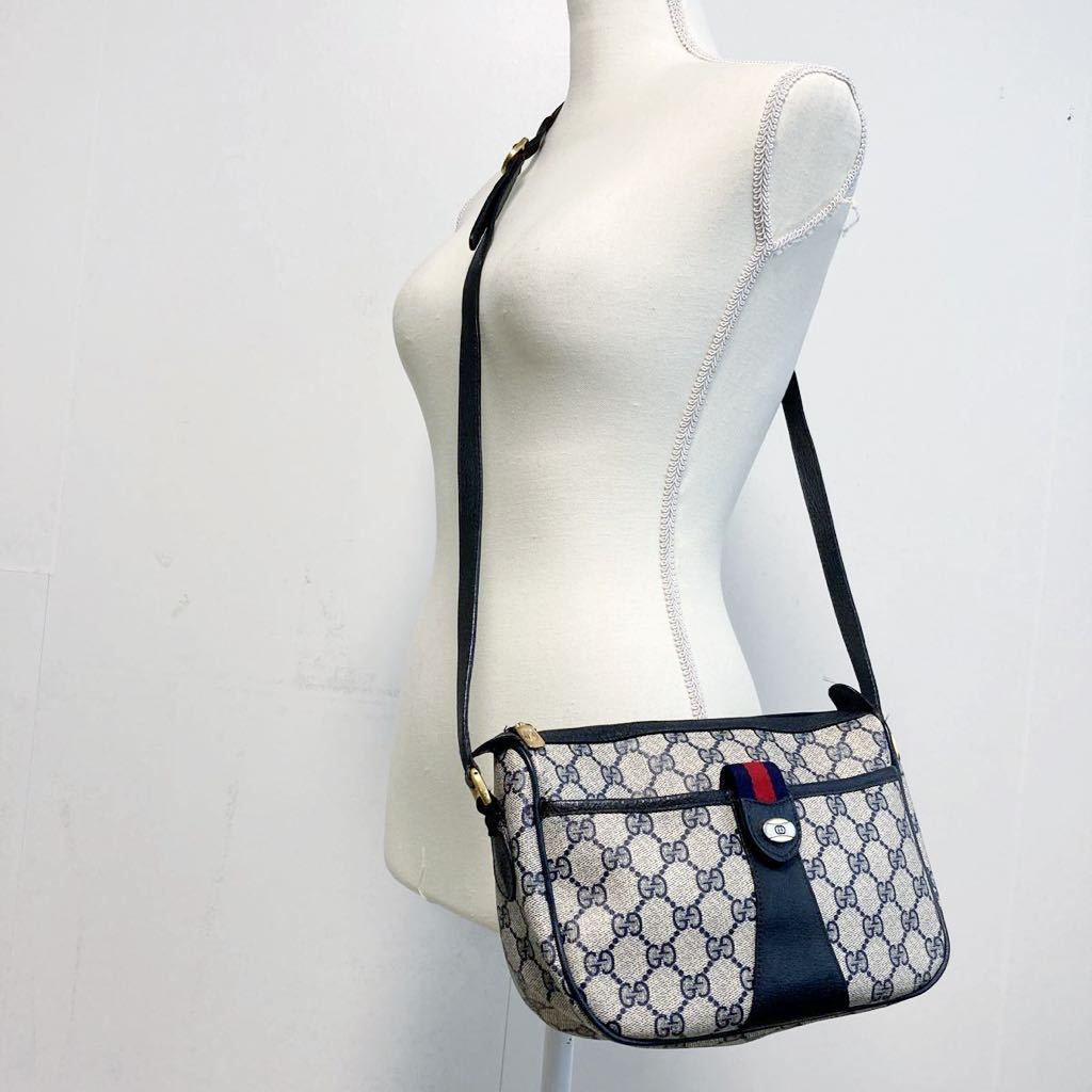 オールドグッチ GUCCI ショルダーバッグ ネイビー CG柄 シェリー オールドグッチ GUCCI ショルダーバッグ ネイビー CG柄 シェリー