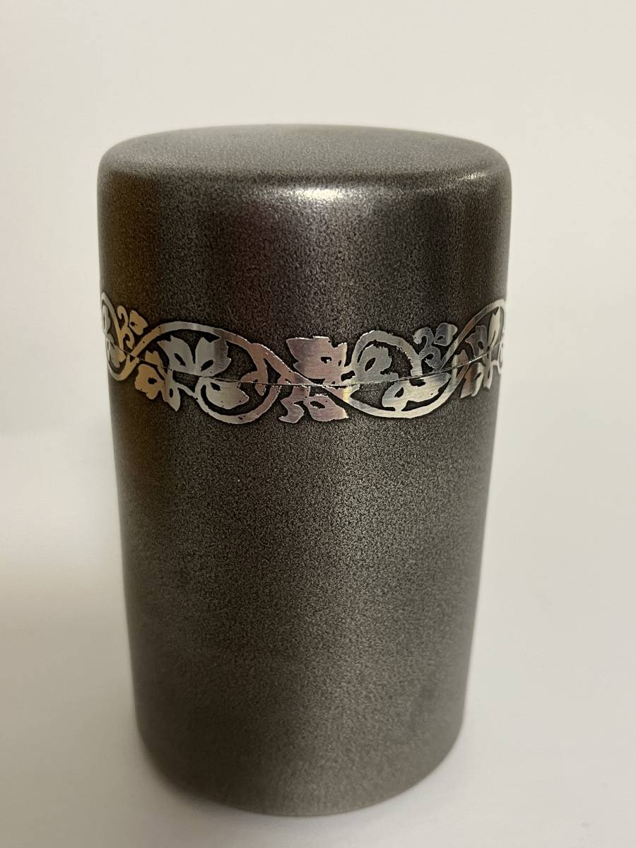 薩摩錫器 茶筒 共箱 登六作 さつま 岩切 正錫 茶入 金属工芸 茶道具