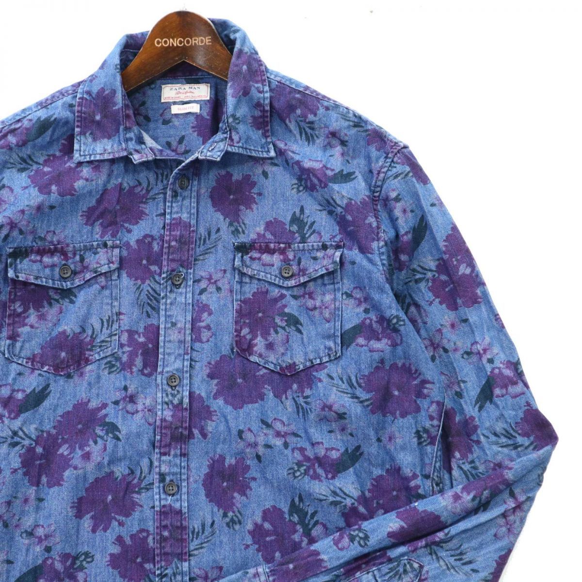 Zara Man ザラ マン 通年 長袖 花柄 総柄 スリムフィット カジュアル ワーク デニム シャツ Sz L メンズ C2t 1 C 男性用 売買されたオークション情報 Yahooの商品情報をアーカイブ公開 オークファン Aucfan Com