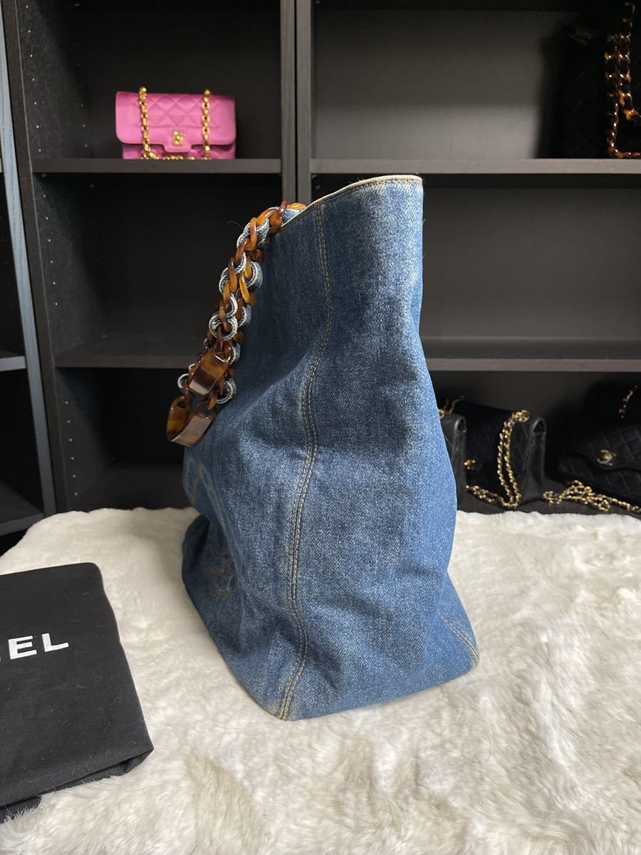 超美品 シャネル CHANEL べっ甲 デニム トートバッグ ショルダーバッグ