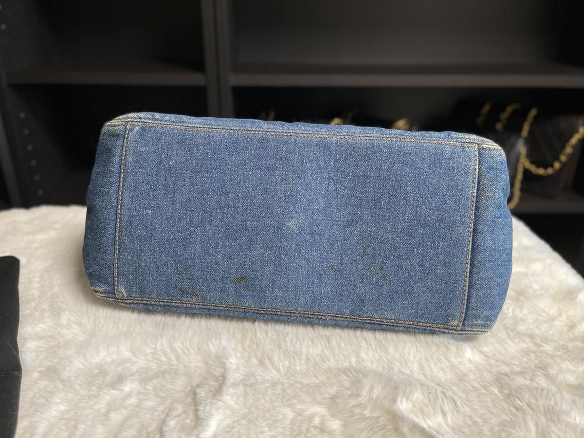 超美品 シャネル CHANEL べっ甲 デニム トートバッグ ショルダーバッグ 