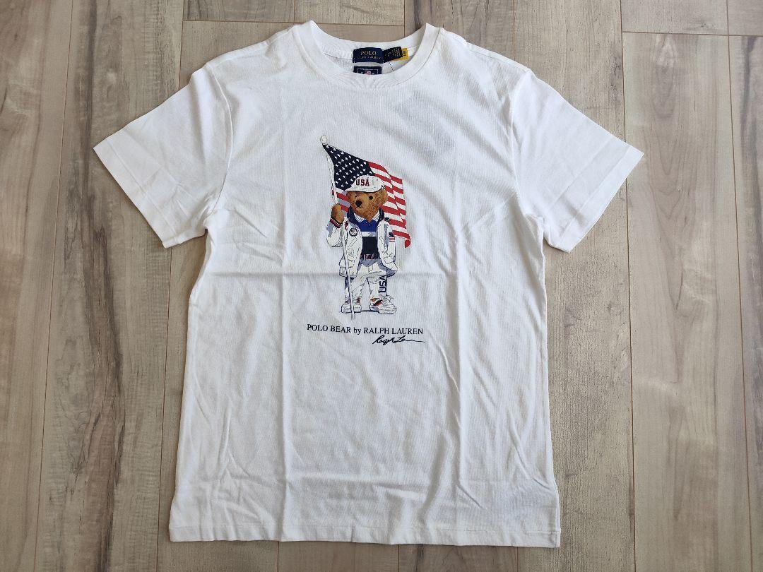 ポロラルフローレン　ポロベア　Tシャツ 星条旗　アメリカ　オリンピック BOYS XL 新品！ラルフローレン ポロベアー ポロベア Tシャツ 白 星条旗