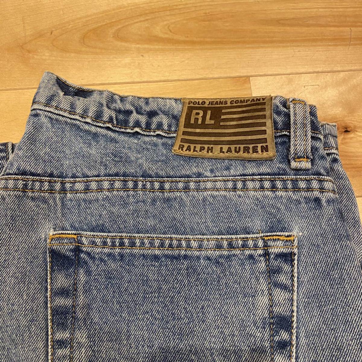 ポロジーンズ ラルフローレン バギーデニムパンツ アイスブルー W36 古着