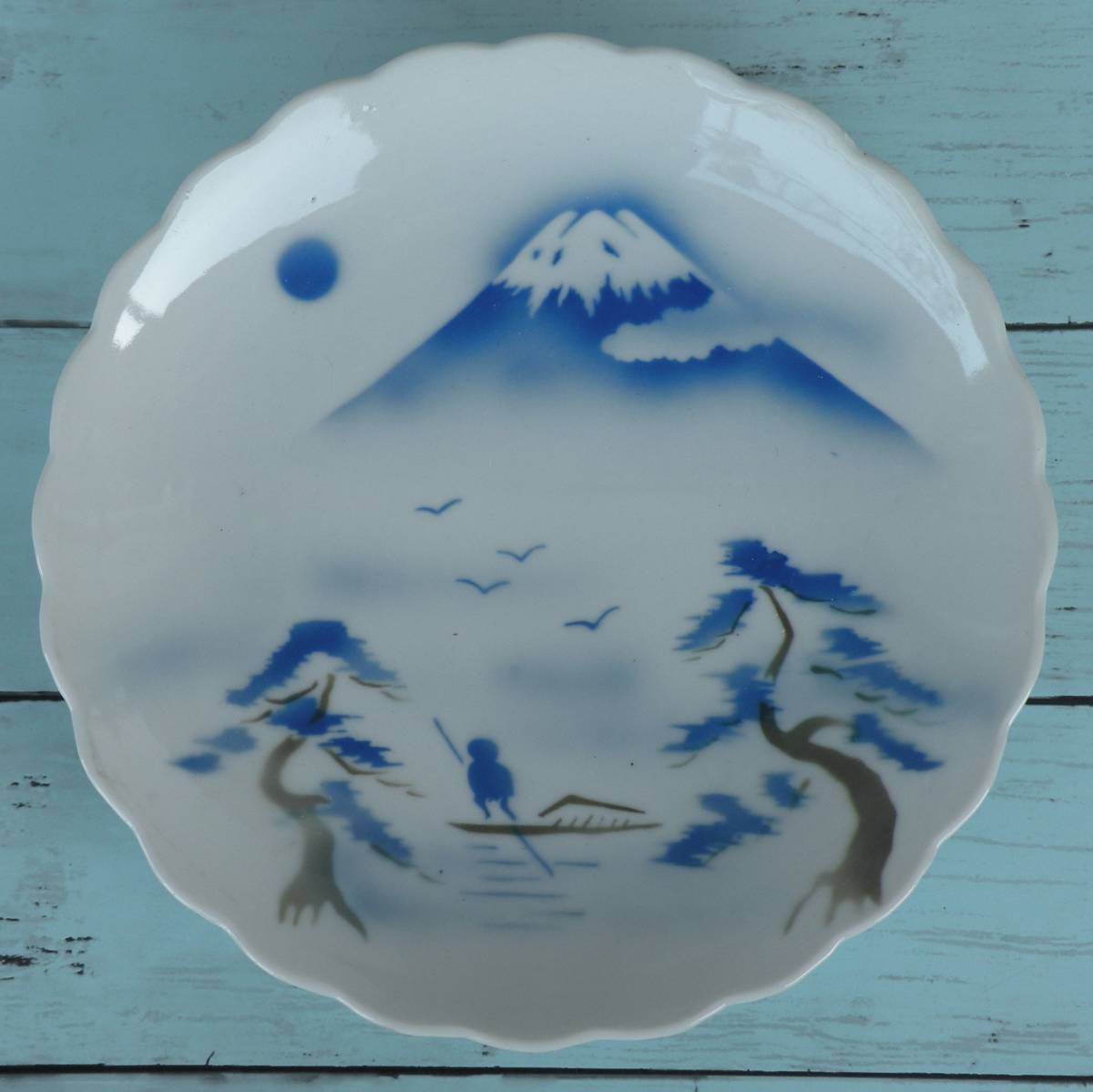 富士山 陶器 染付 絵皿 裏印あり(染付)｜売買されたオークション情報