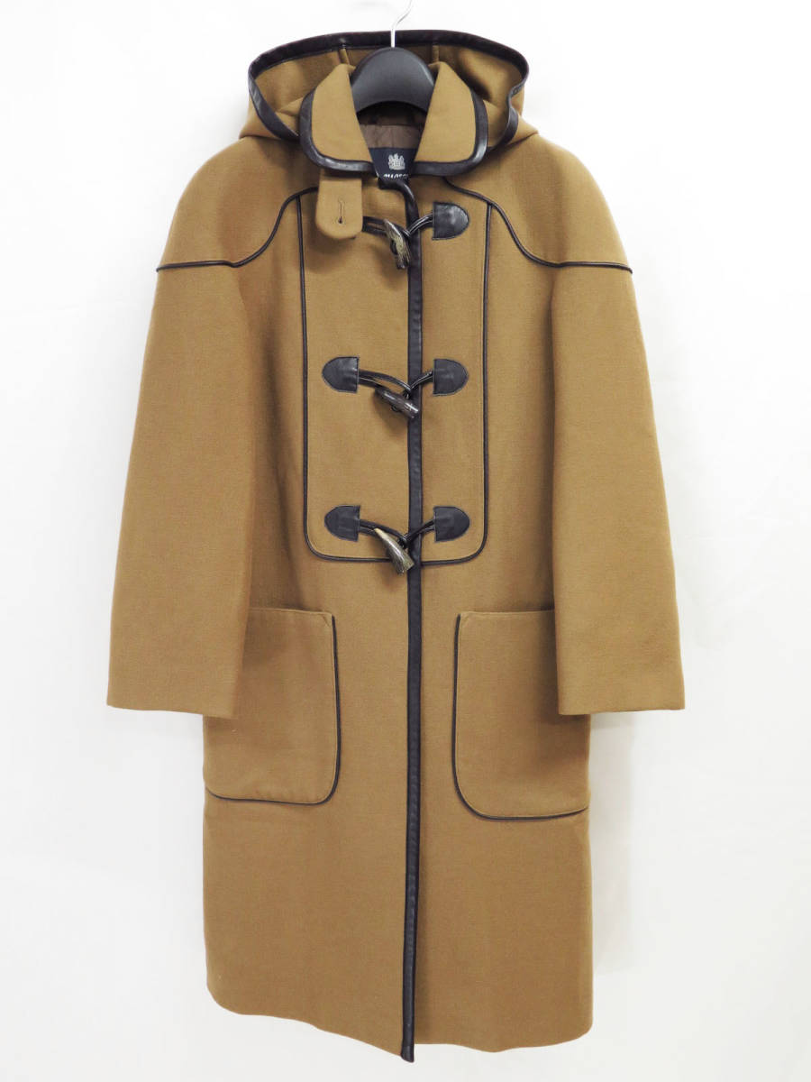 アクアスキュータム　ダッフルコート　キャメル イタリア製 Aquascutum Leather Trim Wool Duffle Coat 10 アクア