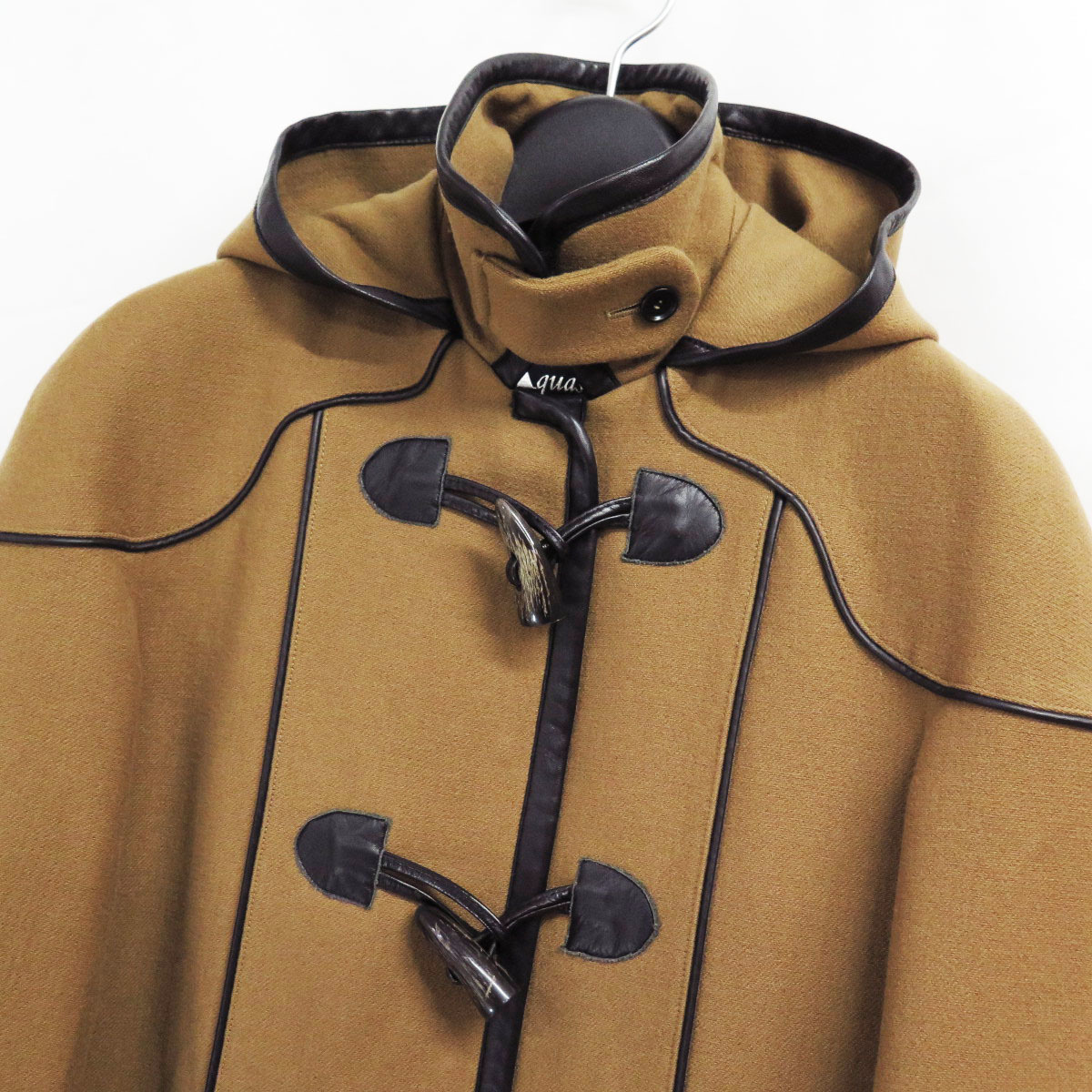 イタリア製 Aquascutum Leather Trim Wool Duffle Coat 10 アクア