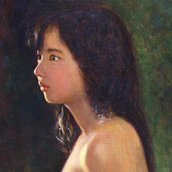 真作】【WISH】池田宏「少女」油彩 6号 リアリズム ◇魅惑の裸婦 〇