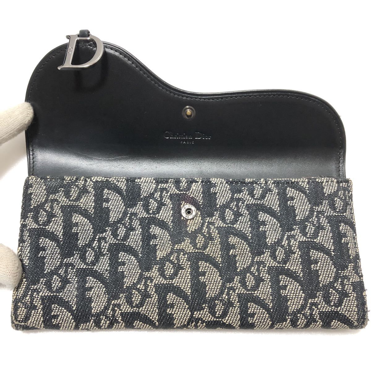 ディオール Christian Dior トロッター サドル 長財布 キャンバス