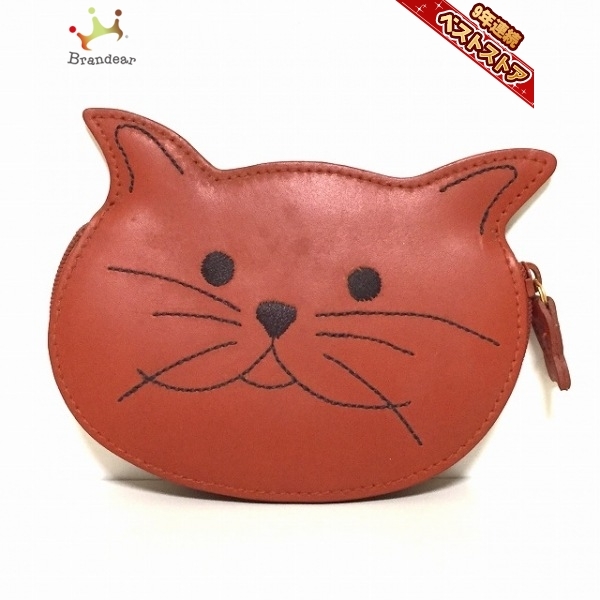 フルラ FURLA コインケース - レザー オレンジブラウン×黒 ネコ 財布 
