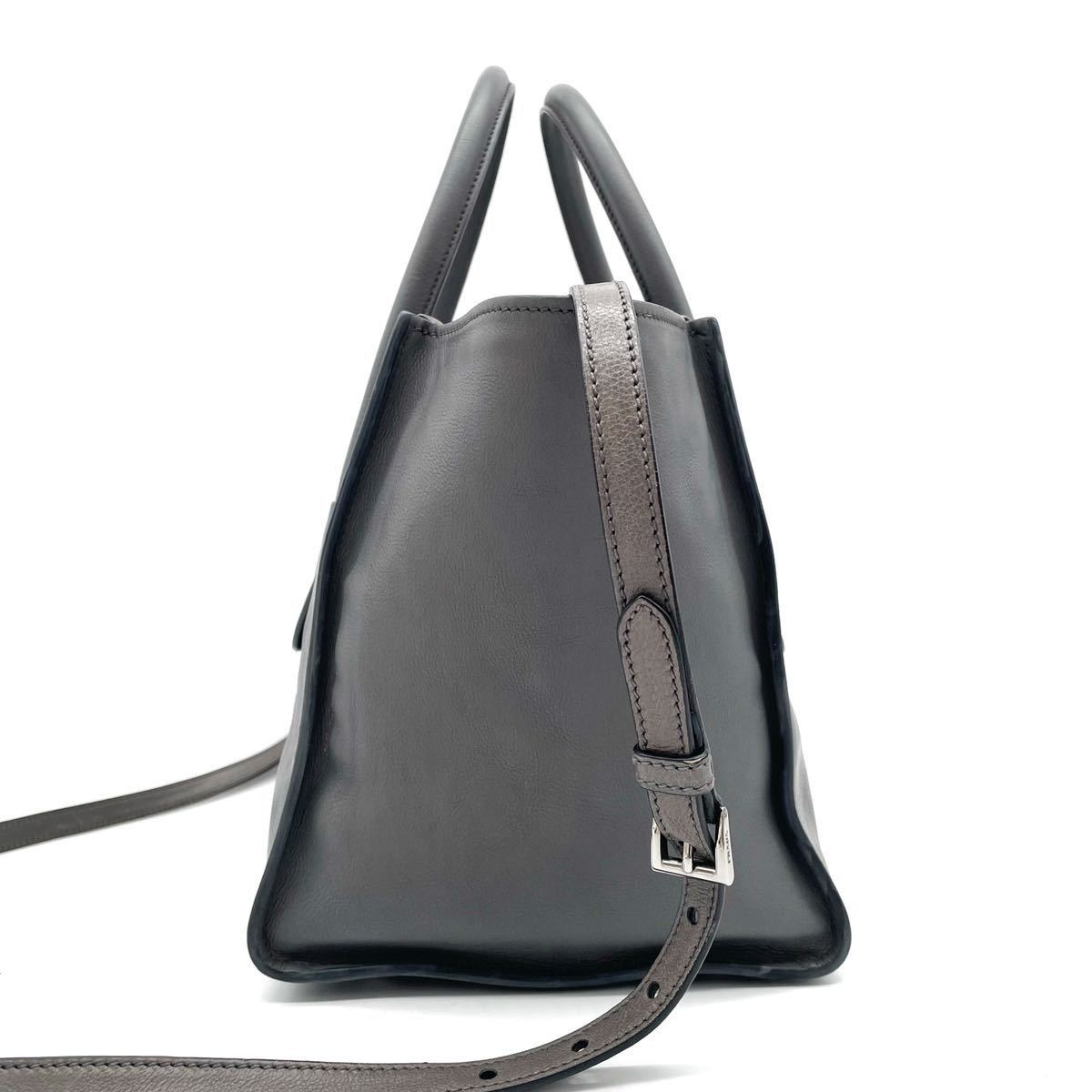プラダ ショルダーバッグ 2way カーフレザー 三角ロゴ ブラウン PRADA 