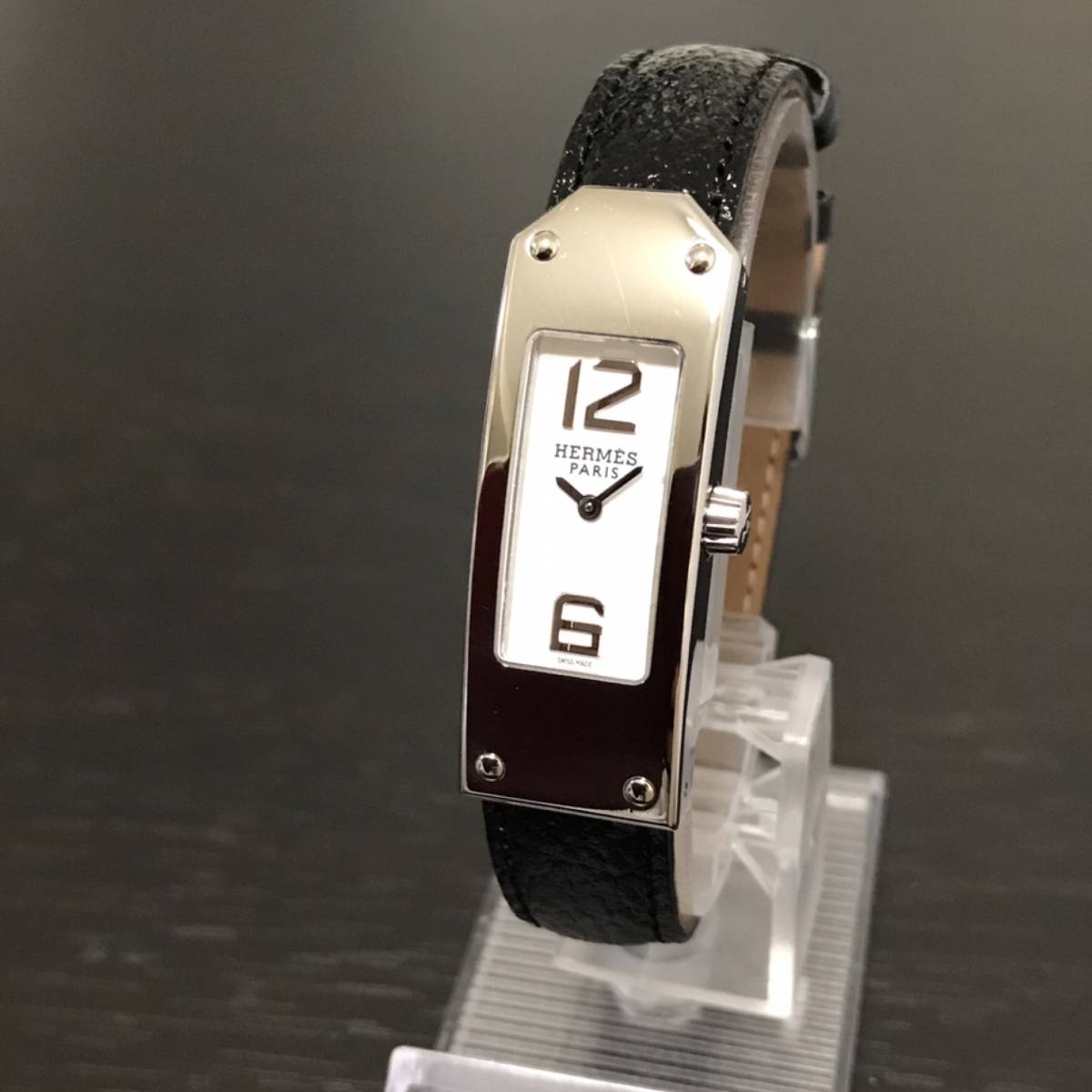 付属品、ベルト2種付き☆美品のエルメス時計・ケリー2・白盤☆電池交換 