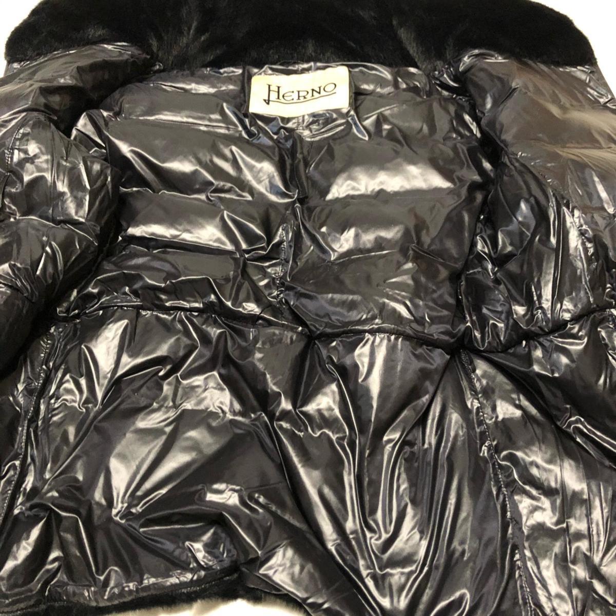 1円 HERNO ヘルノ PI1123D 12017 ダウンジャケット エコファー ダウンコート ナイロン 9300 黒 レディース サイズ ...