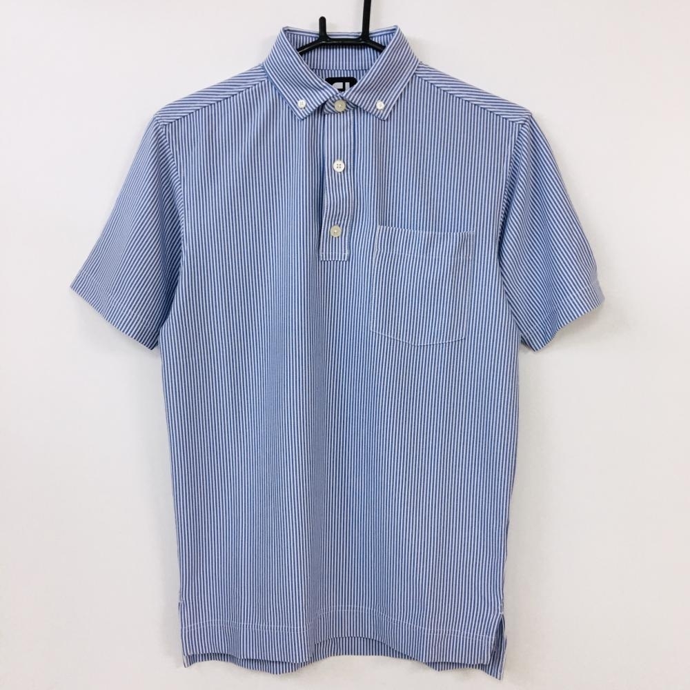 中古 メンズ フットジョイ FootJoy 半袖ポロシャツ M 水色 ブルー 【超