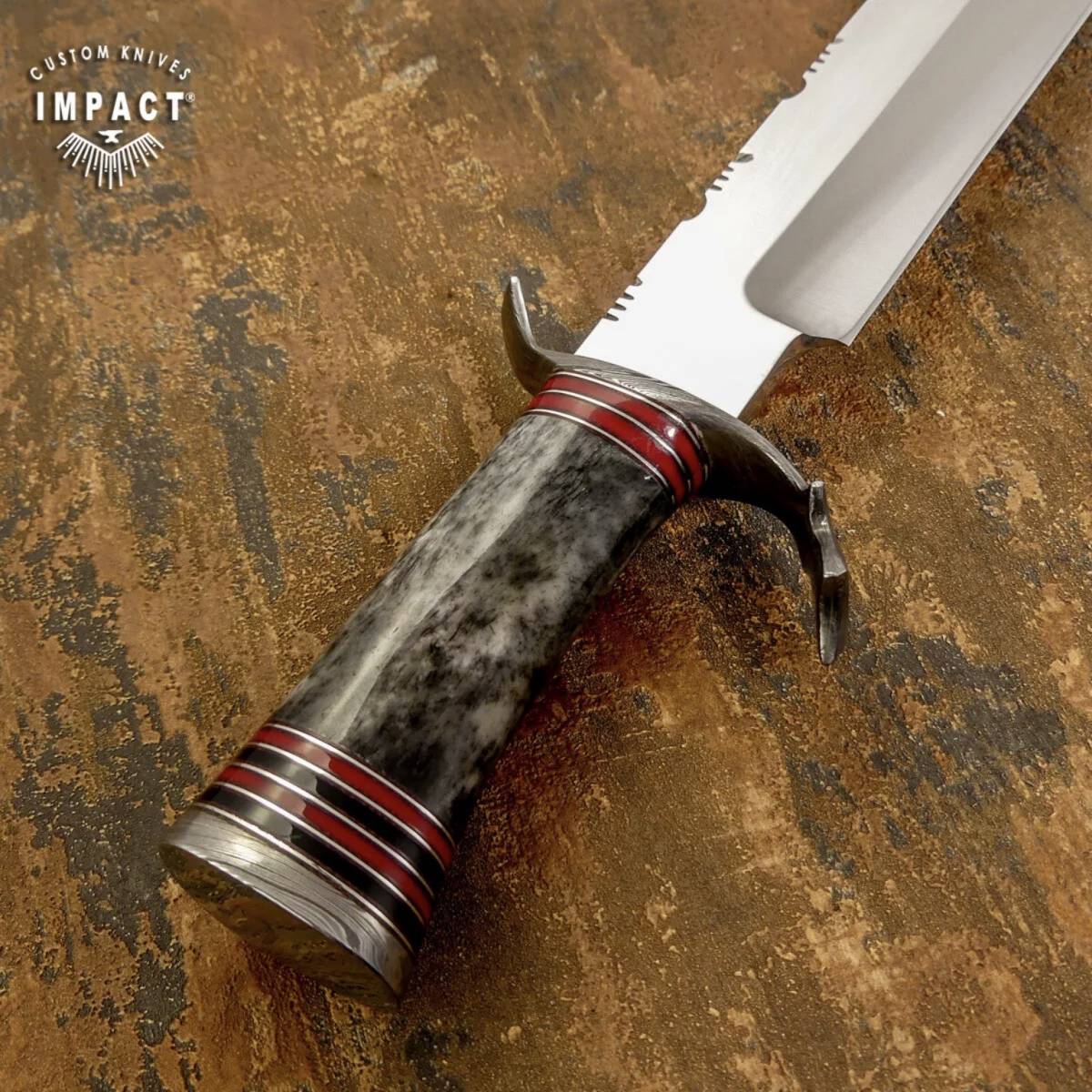 イギリス IMPACT製 ☆ カスタム ナイフ - Yahoo!オークション ダマスカス鋼 カスタムナイフ ☆大型 全長54.8cm バールウッド 驚きの値段 全長３９.５㎝ カスタムボウイ ダブルロックインレイ
