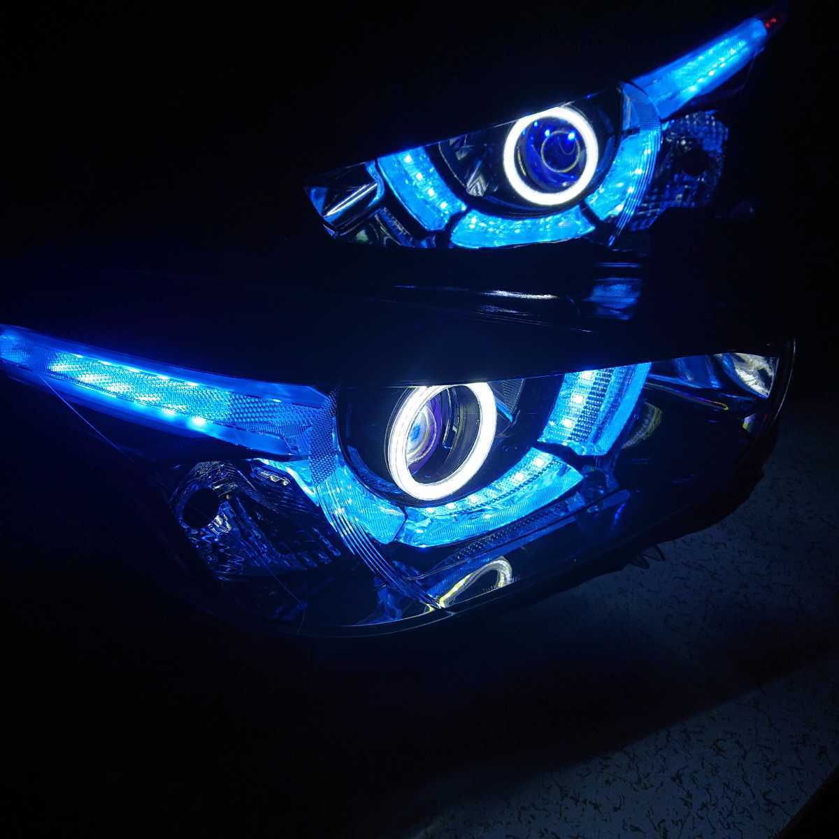  レストア2液クリア塗装 シーケンシャル イカリング レッド ブルーアイ アイスブルーデイライト デミオ DJ5 前期 LED ヘッドライト(ヘッドライト)｜売買されたオークション情報、yahooの商品情 マツダ用