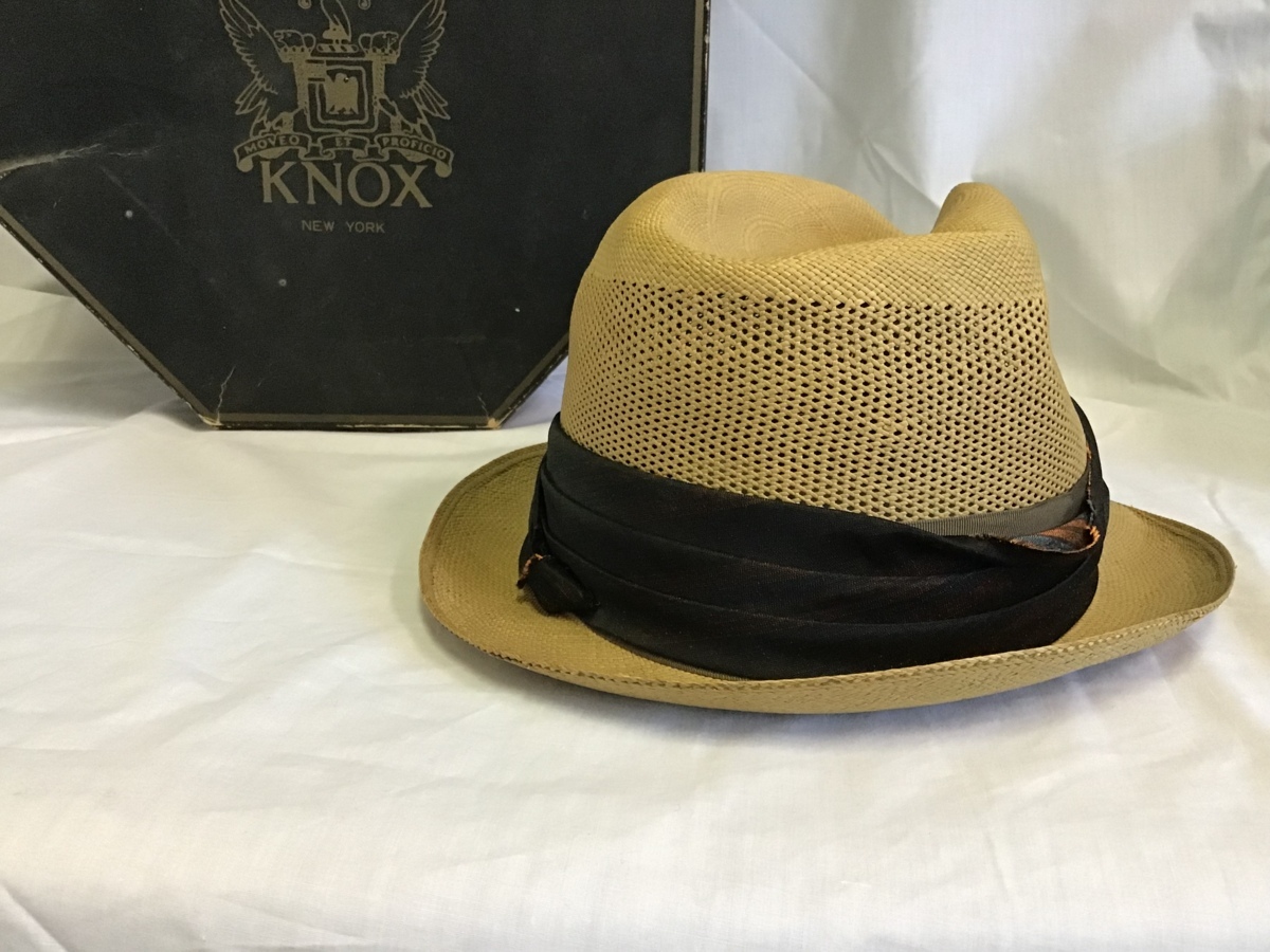 ☆KNOX ノックス ストローハット 中古 麦わら帽子 中折れハット 帽子
