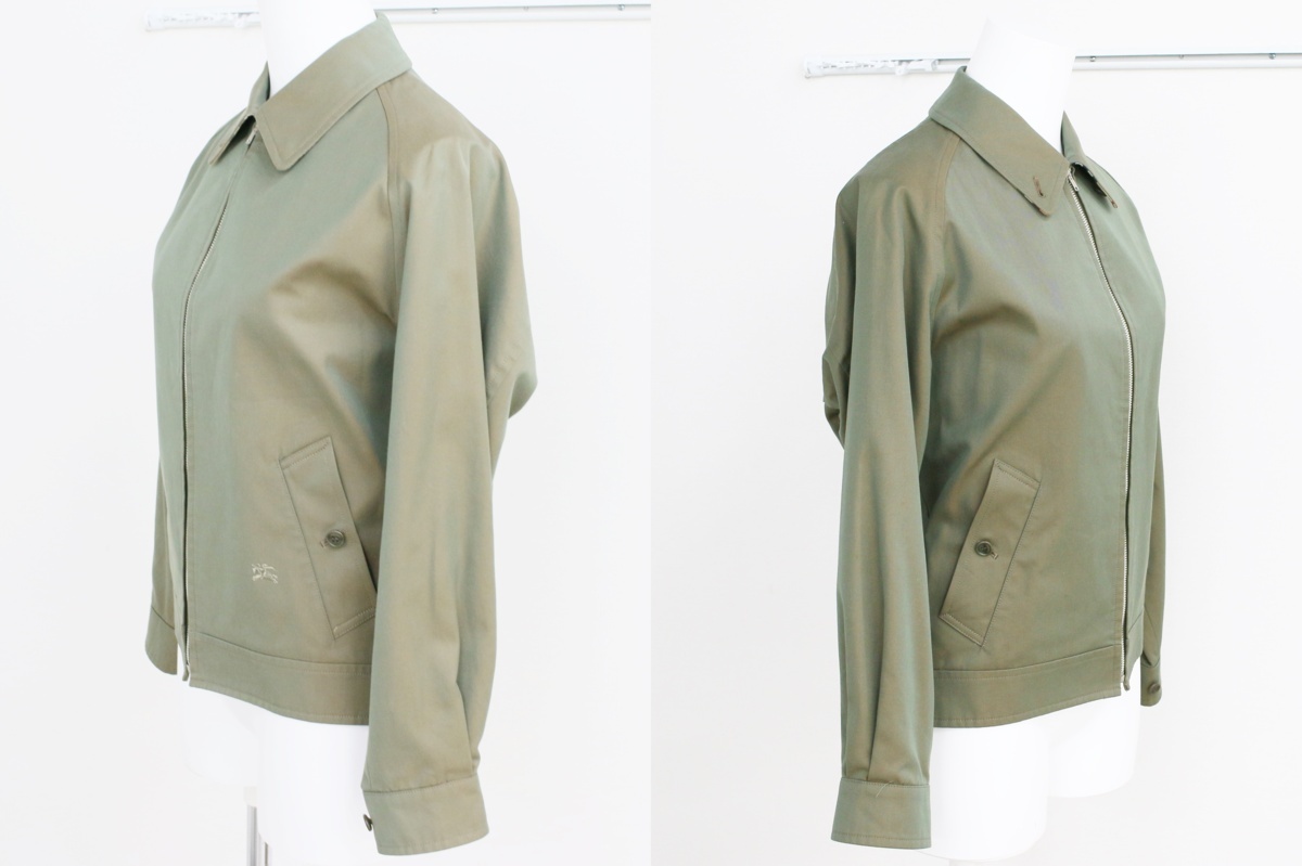 美品 BURBERRY バーバリー ブルゾン 上着 アウター レディース カーキ 
