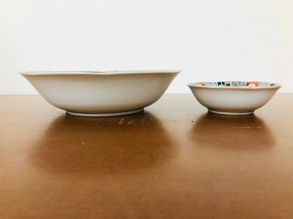 IY1380〕和食器 有田焼 古伊万里 陶扇作 皿 金彩 色絵 中古品 100