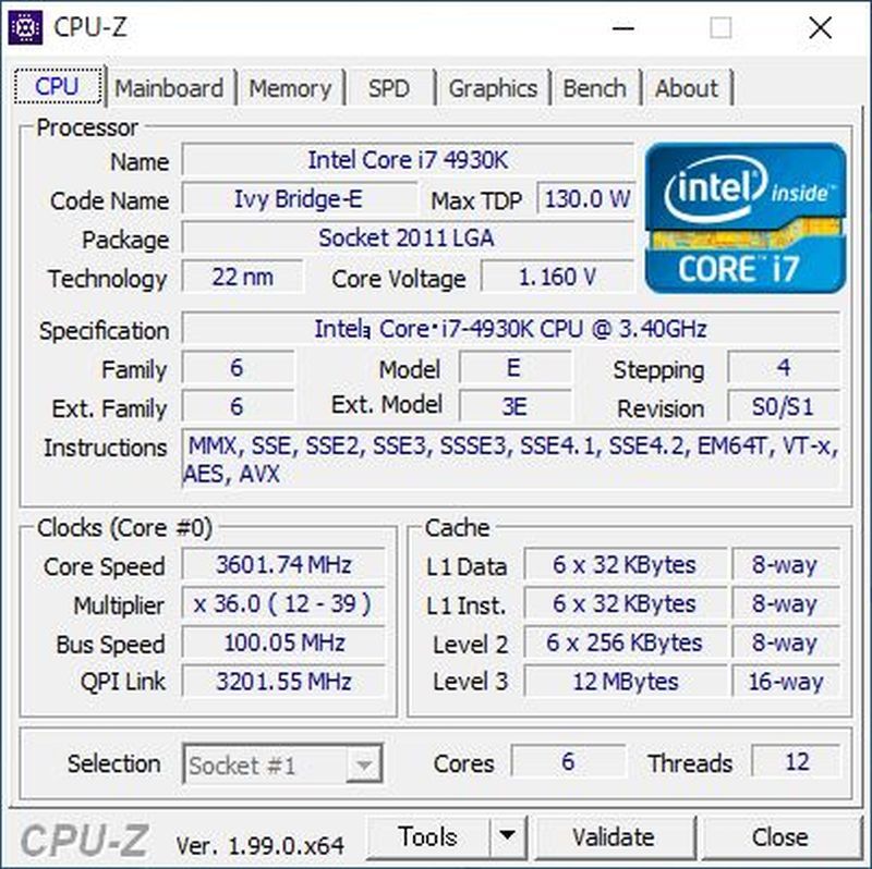 純正 価格 販売 Core i7-4930K 3.40GHz / LGA2011 /SR1AT
