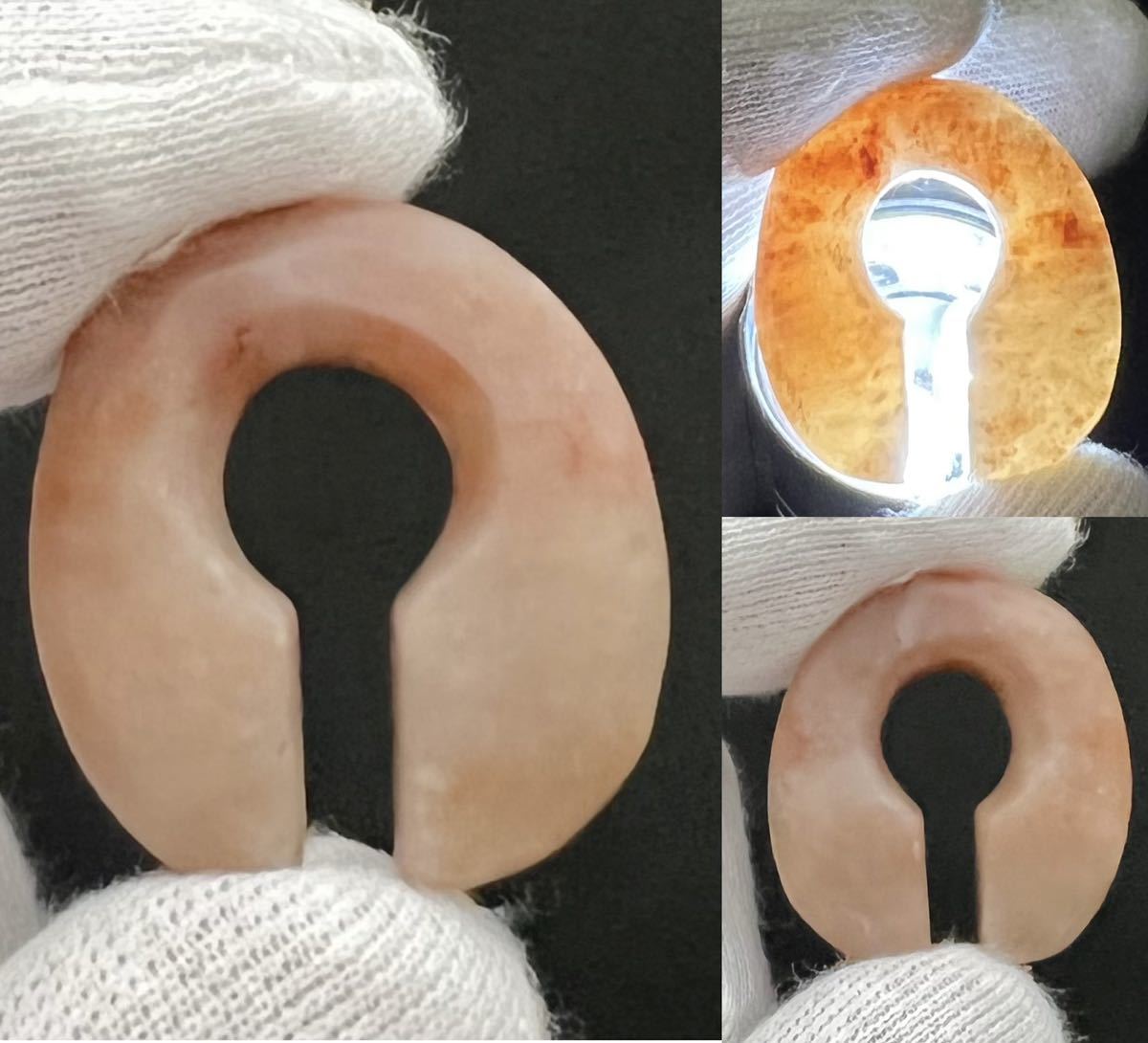 □縄文期 古代美溢れる瑪瑙製 環状 耳飾り□勾玉装身具邪馬台国大和 