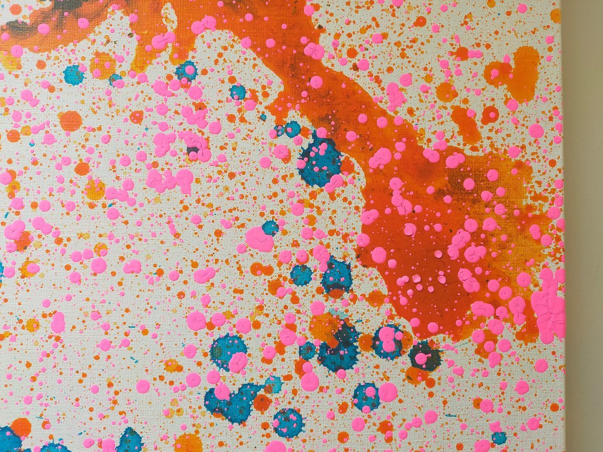 真作【宇美】蔡國強中国現代アート 京都国際現代芸術祭2015 キャンバスに塗料 ジャクソン・ポロックのロボットによって制作された作品 レア