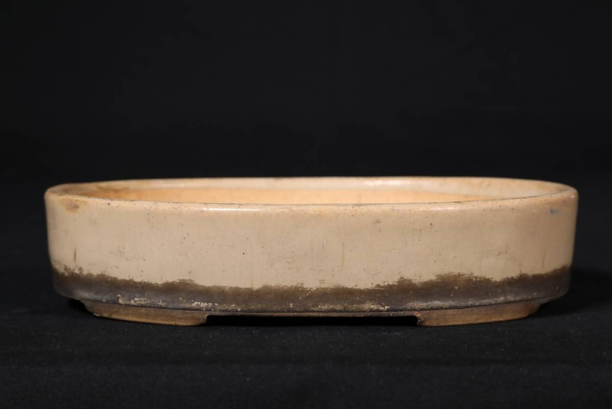 中国古盆器＜白交趾☆時代乗り満点☆発色抜群・希少、人気型・使い頃
