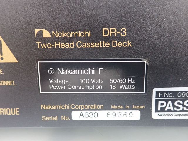DR-3 Nakamichi ナカミチ Cassette 現状品 Audiolife 【録再可