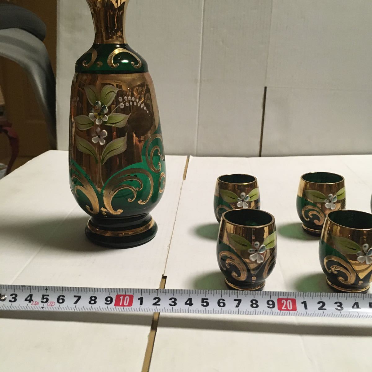 ガラス ベネチアングラス 酒器 色ガラス 西洋骨董 ヨーロッパガラス 