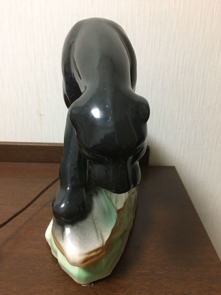 ビンテージ 50'S ブラックパンサー TVランプ 置物 黒豹 ミッド