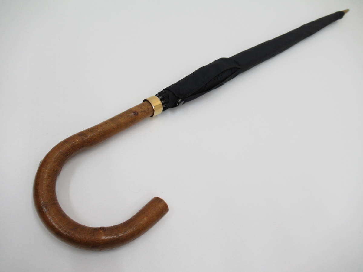 dunhill ダンヒル 高級傘 雨傘 長傘 ナイロン ウッドハンドル 黒 (長傘  