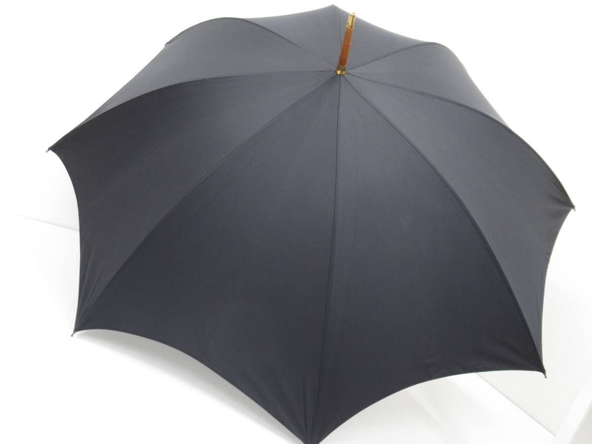 dunhill ダンヒル 高級傘 雨傘 長傘 ナイロン ウッドハンドル 黒 (長傘  