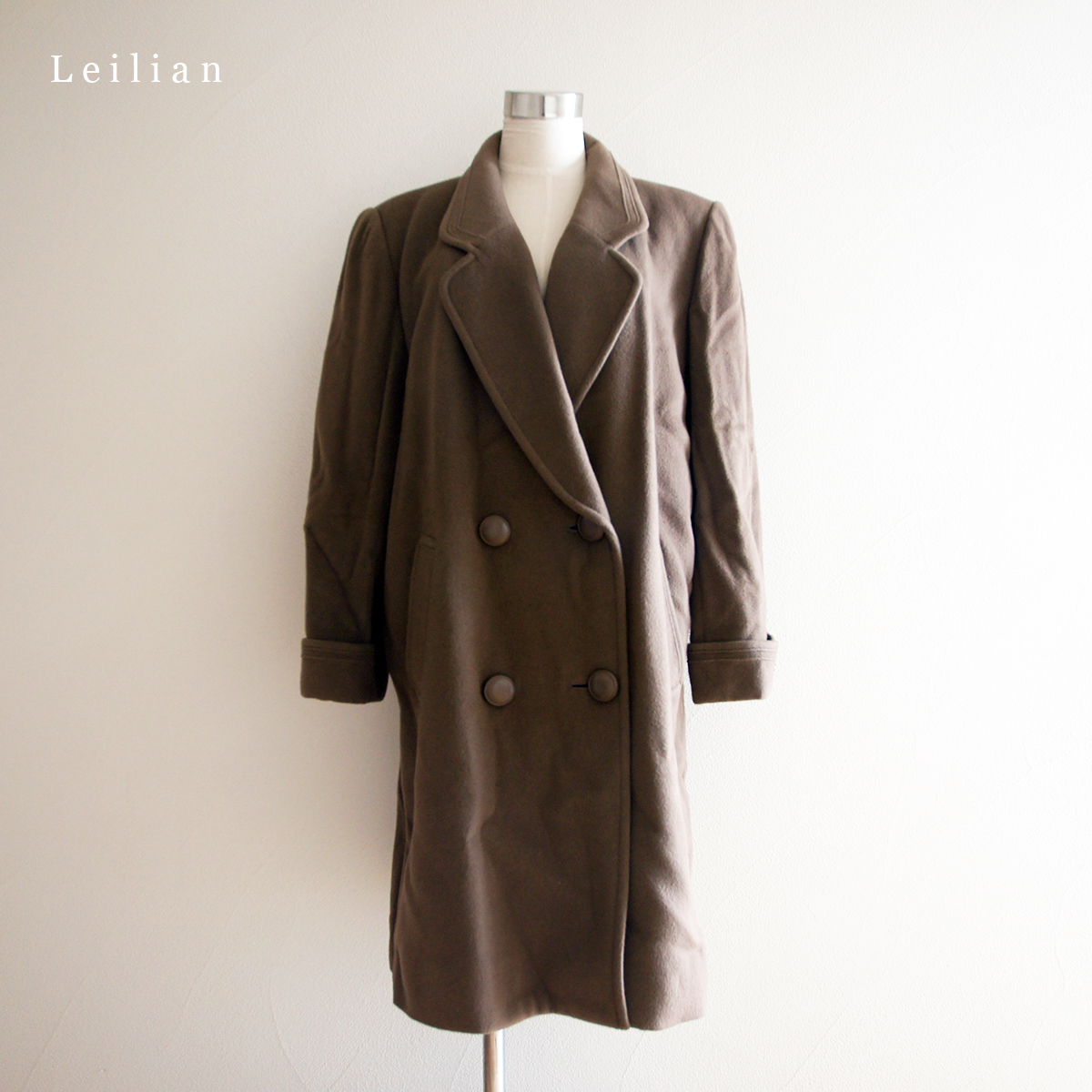 良品 レリアン Leilian カシミヤ 混 ウール コート イタリア製 
