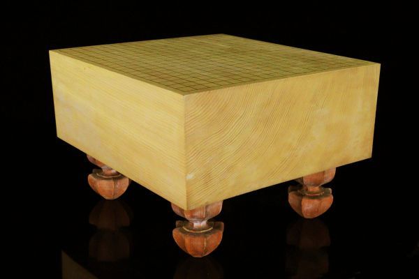 最高級 本榧 柾目 碁盤 極厚 17.5cm 雪印 蛤 那智黒 碁石 極厚34号 資産家収蔵品[43123ww]