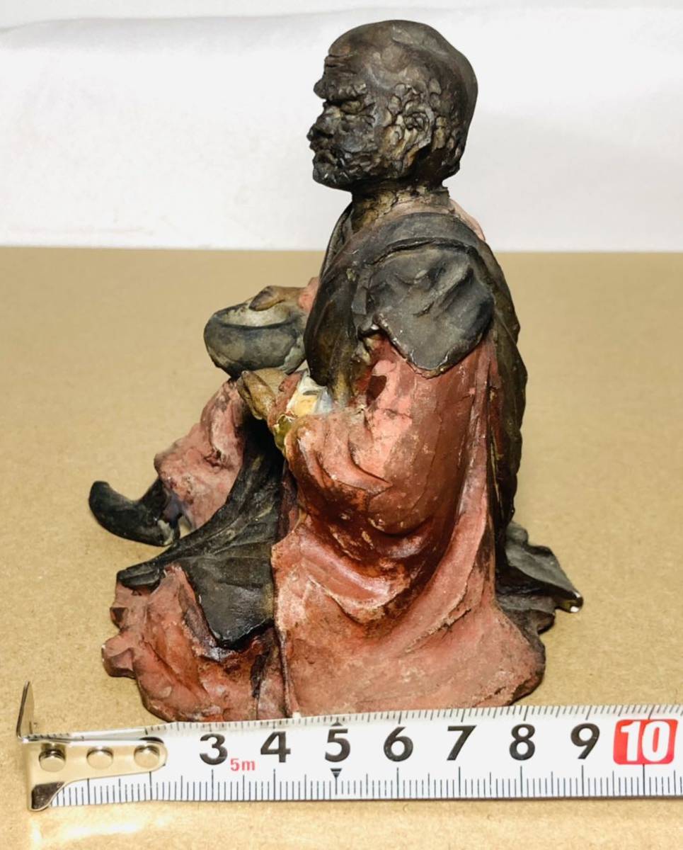 KGNY1289 G 仏教美術 金属工芸品 彫刻 置物 陶器 僧侶 老人 骨董 修行 