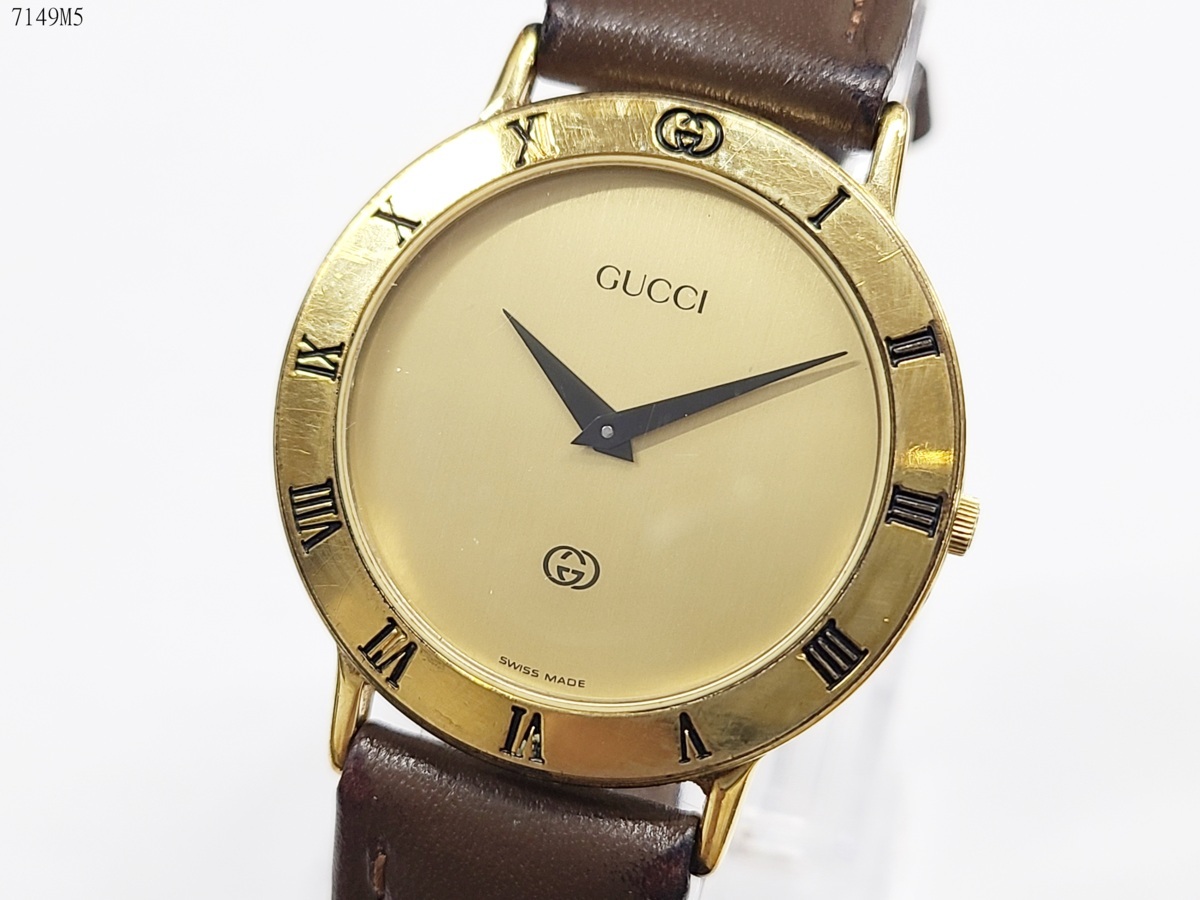 割引き ☆稼働品◎ GUCCI グッチ 3000M ローマンべぜル クォーツ 2針 