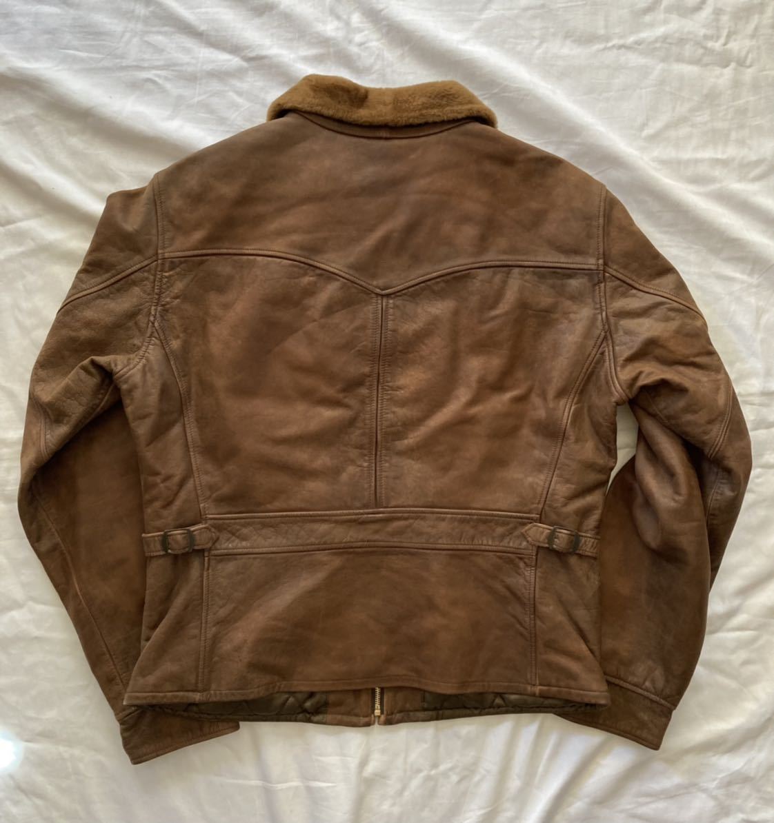 傑作】30s Style RRL ムートンカラーレザースポーツジャケット Mサイズ