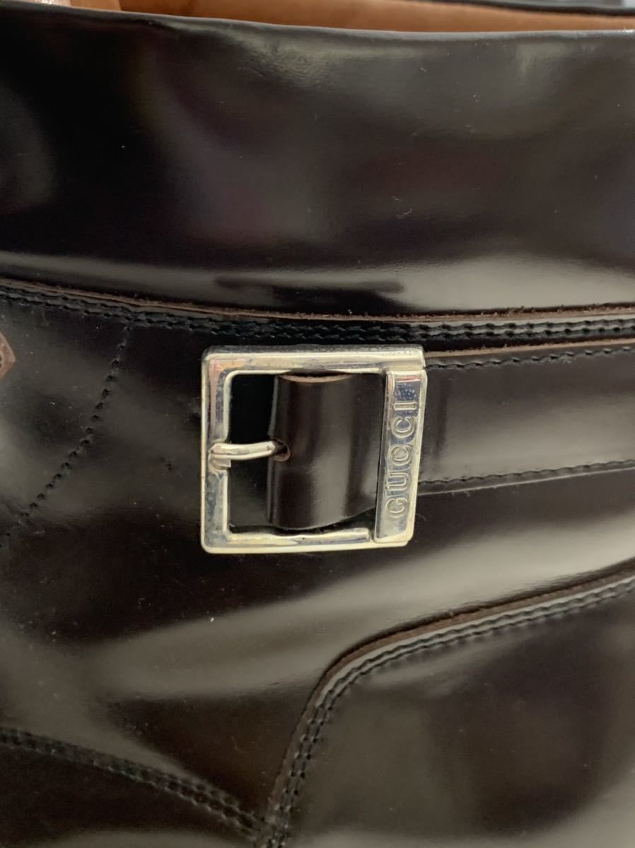 GUCCI レザーブーツ　 グッチ GUCCI レザー ゴールド金具 チャッカーブーツ ショートブーツ