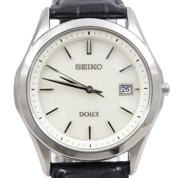 美品】SEIKO セイコー ドルチェ ソーラー メンズ 腕時計 白系文字盤