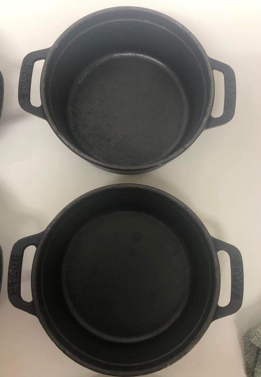 おすすめ Made in France Black Used STAUB LA COCOTTE 12 cm 両手鍋