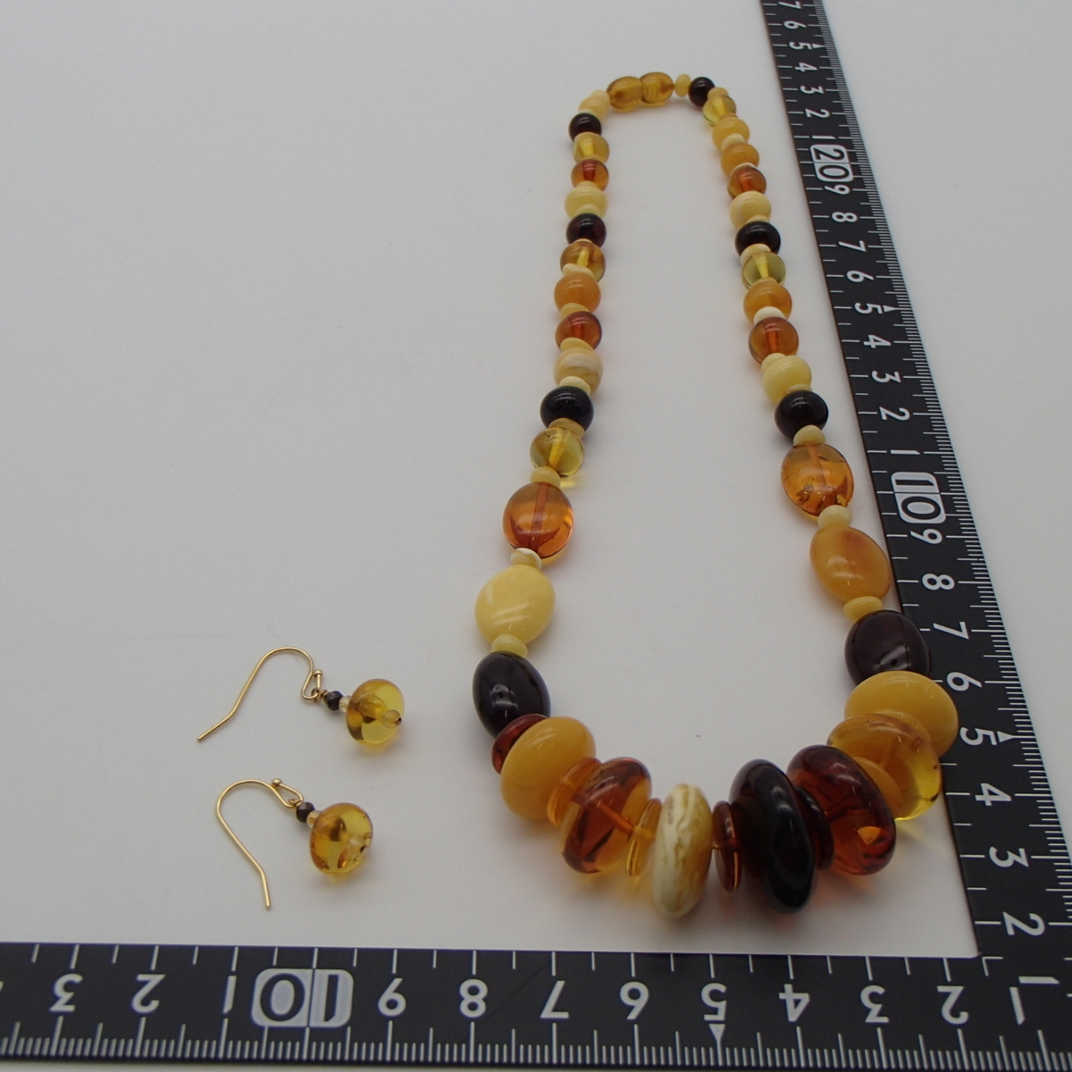 ◎琥珀 アンバー ネックレス / ピアス / 重量約25.9g 1.1g / コハク