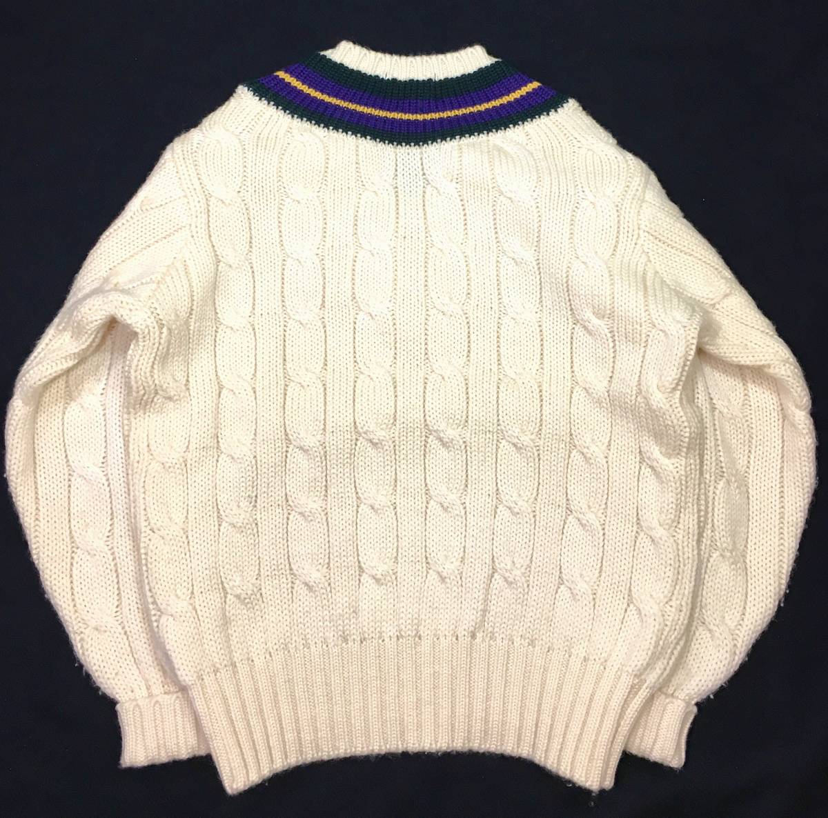美品 80s ポロ ラルフローレン ウール ケーブル ニット セーター 