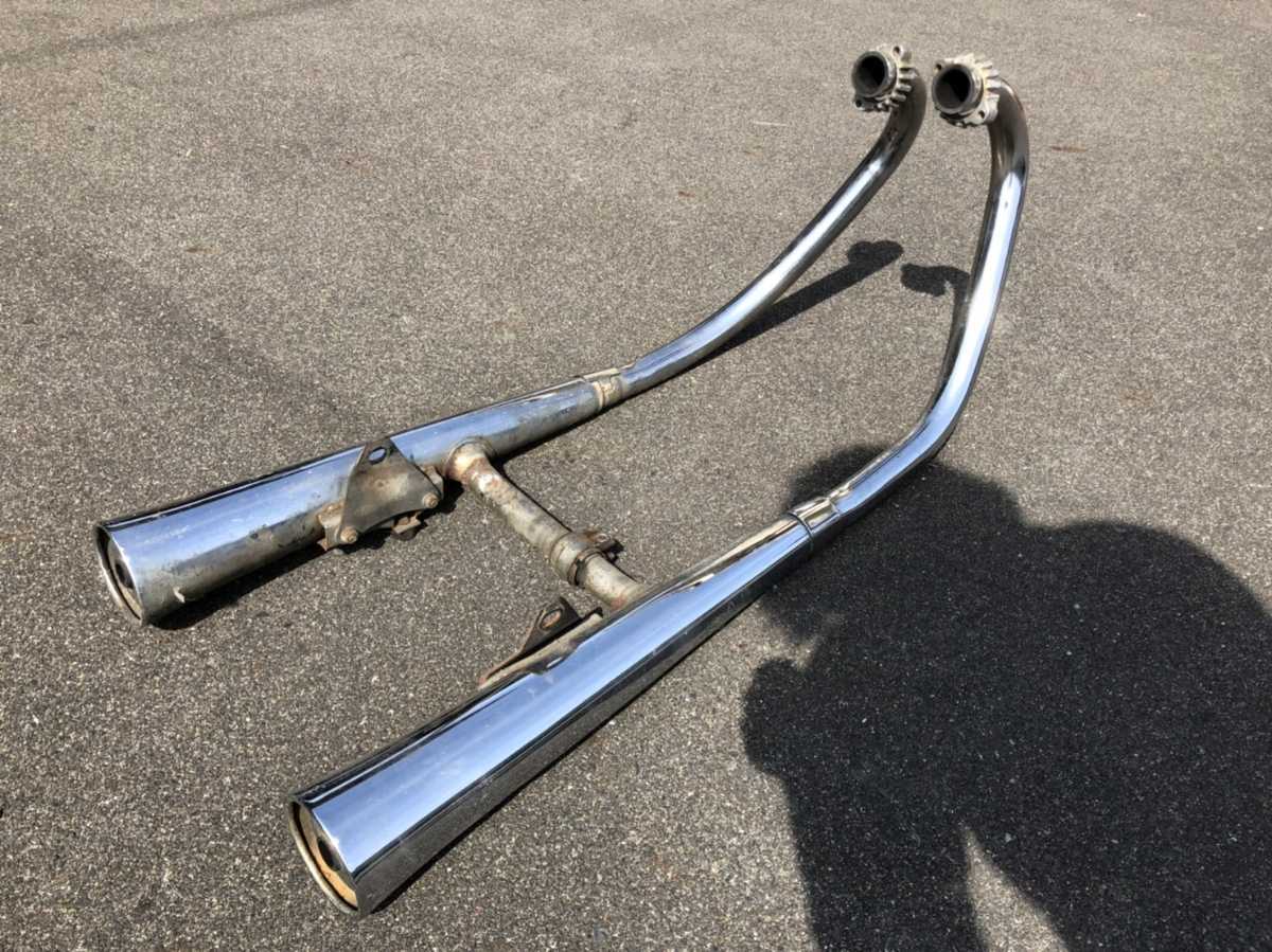 XS250Spl 希少!! メッキ 純正 ツーテールマフラー フルエキゾースト 検 