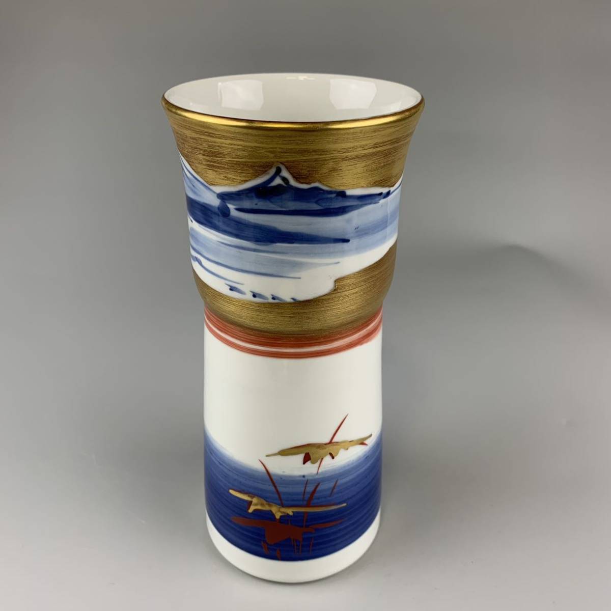 篠田義一　　大瑠璃花瓶　共箱 B1097 篠田義一 作 山岳 花瓶 共箱付 ☆ 茶道具 華道具 花道具 花器 飾