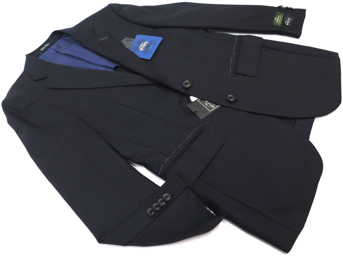 2667●Savile Row サビルロウ●新品 【DORMEUIL】 ストレッチ シャドーストライプ プレミアムスタンダードスーツ　濃紺/A7